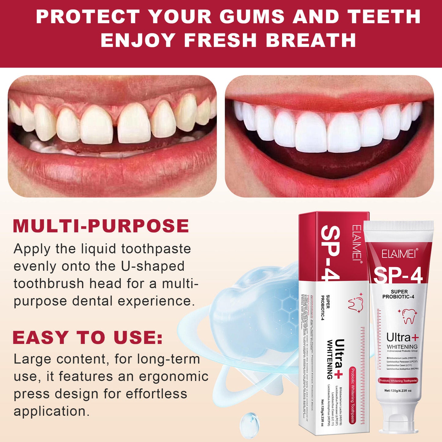 SP 4 Probiotic Whitening Toothpaste - Bright & Healthy Smile